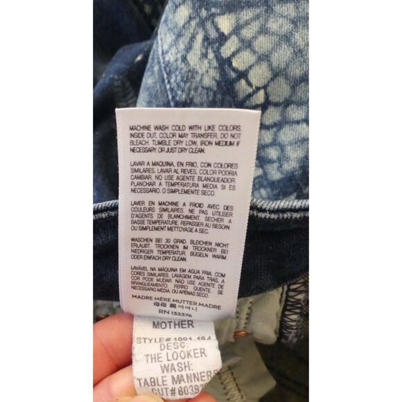 MOTHER Jeans 25 THE LOOKER "Table Manners" Navy Blue Straight Leg NWOT - Picture 9 of 9